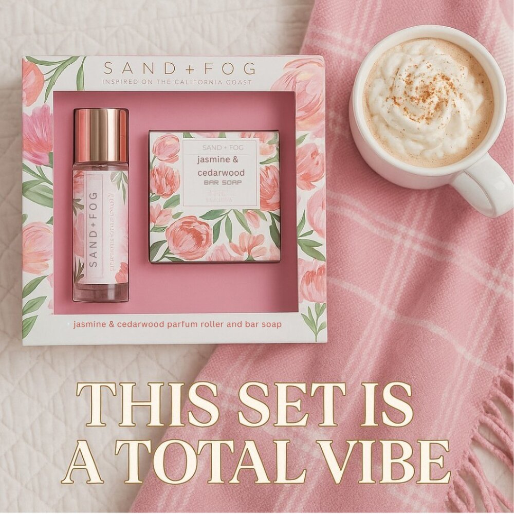 Sand + Fog Jasmine & Cedarwood Parfum Roller and Bar Soap Set